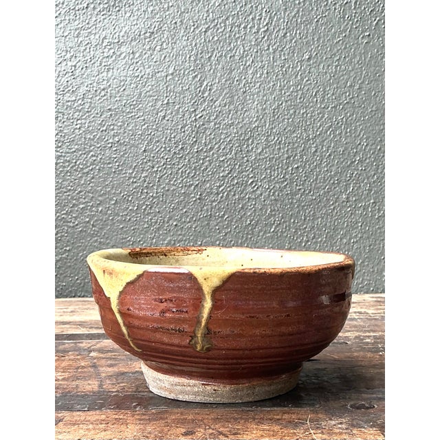 Vintage Original Studio Pottery Drip Glaze Bowl For Sale - Image 10 of 12