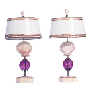 Shell Lamps With Murano Glass For Sale