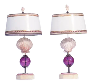 Shell Lamps With Murano Glass