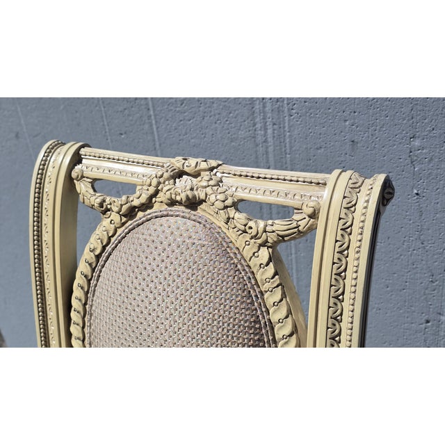 Wood 8 Vintage French Louis XV Gustavian White Chippendale Carved Chairs or 6 Chairs For Sale - Image 7 of 16
