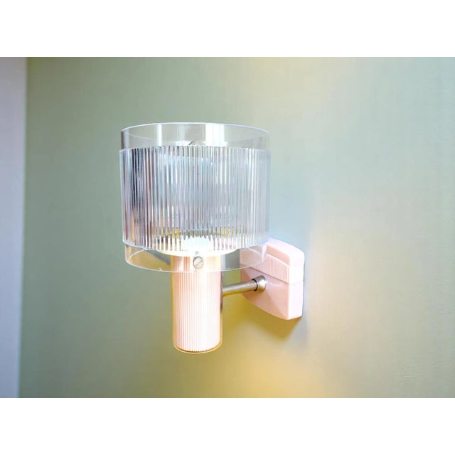 Mid-Century Modern Portuguese Pink Acrylic Wall Sconce For Sale - Image 4 of 13