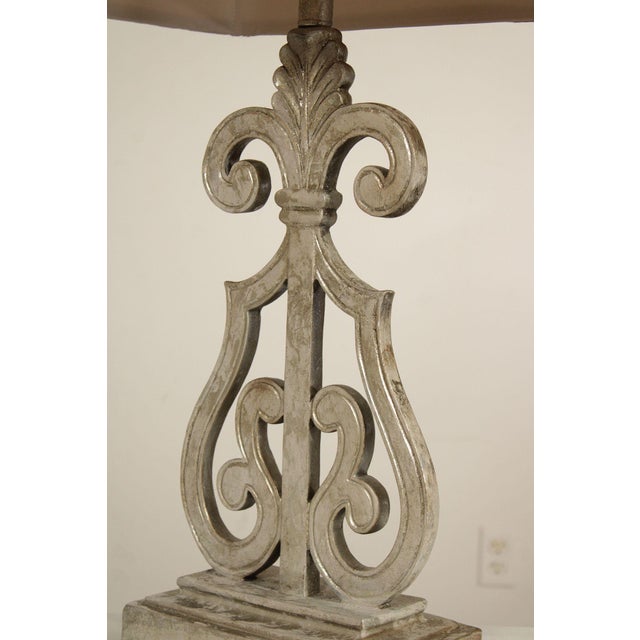 Silver Traditional Pair of Silver Painted Table Lamps For Sale - Image 8 of 18