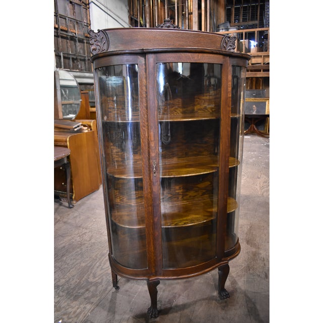 Antique Curved Glass Dining Room China Cabinet Chairish