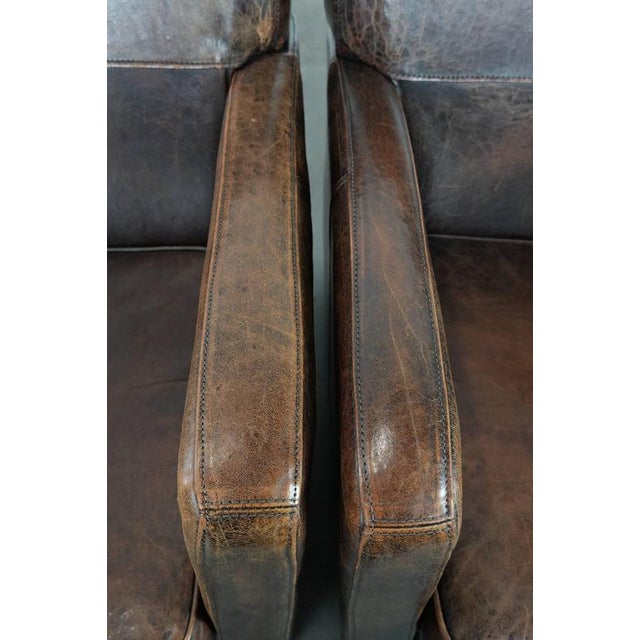 Brown Vintage Sheepskin Armchairs, Set of 2 For Sale - Image 8 of 18