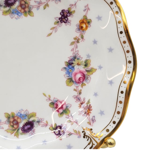 Mid 20th Century English Royal Crown Derby Bone China Floral Bread Plate Royal Antoinette Pattern 6" 4 Pieces For Sale In San Francisco - Image 6 of 10