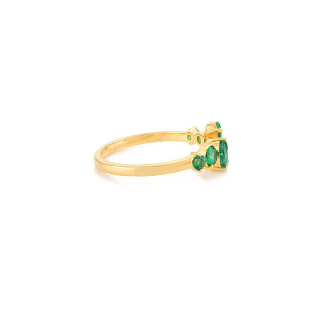 Not Yet Made - Made To Order 14k Gold Round Cut Emerald Cluster Ring Size 7 For Sale - Image 5 of 7