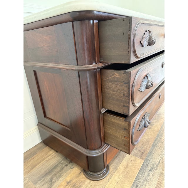 Late 19th Century Antique Mid-19th Century Walnut Marble-Top Chest For Sale - Image 5 of 17