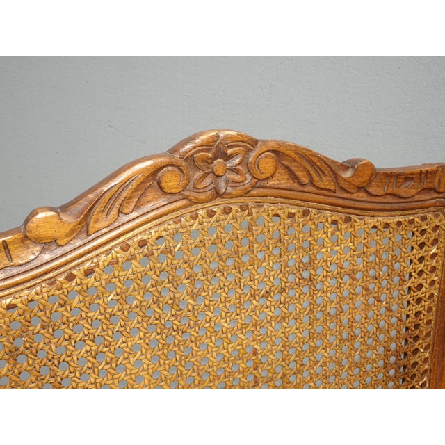 Wood Vintage French Country Cane Side Chair with Cushion For Sale - Image 7 of 13