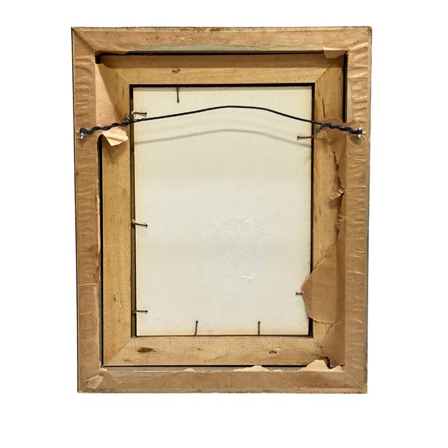 Abstract Vintage Mid-Century Abstract Figural Enamel Artwork in Gilt Wood Frame For Sale - Image 3 of 4