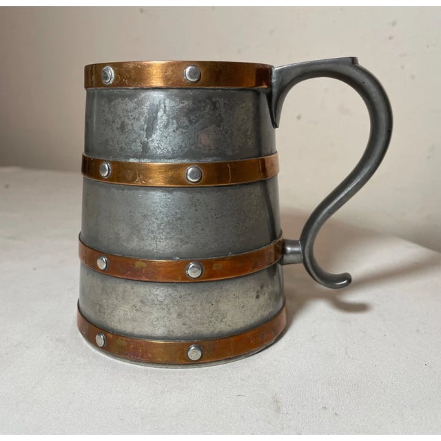 Copper Antique 1800's Arts & Crafts Beer Stein Pewter Copper Award Trophy Reed & Barton For Sale - Image 8 of 11