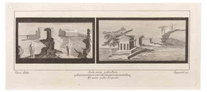 Francesco Cepparuli, Seascape with Monument and Figures, Etching, 18th Century
