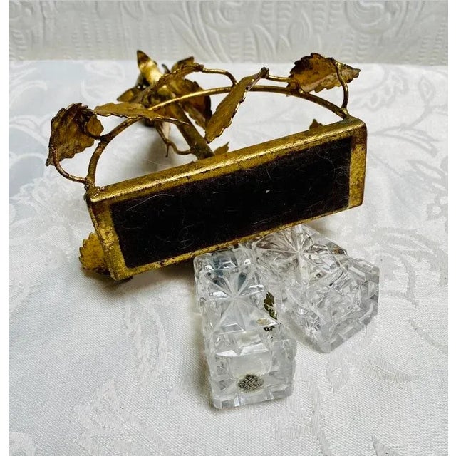 Vintage Italian Gold Leaf Tole Crystal Shakers For Sale - Image 4 of 6