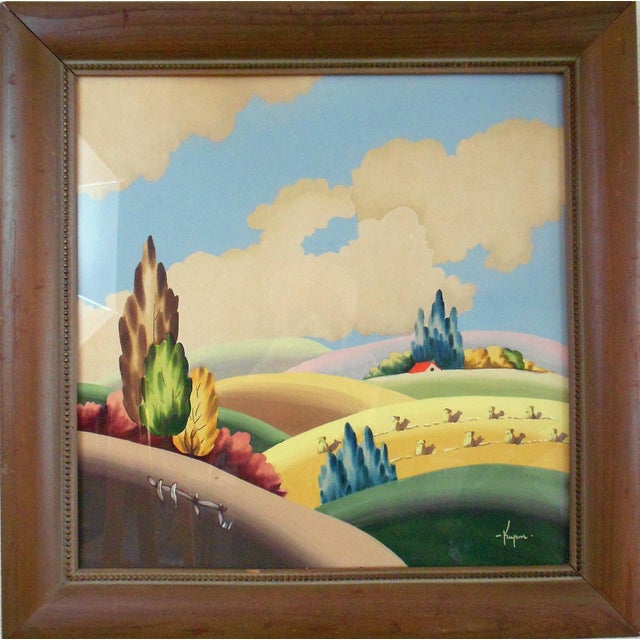 Mid 20th Century Original Untitled Painting by Ruben Kupur, Framed For Sale