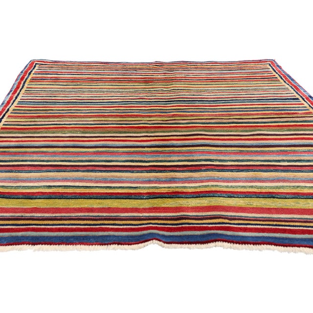 Modern Vintage Persian Gabbeh Rug, 04'07 X 06'05 For Sale - Image 3 of 10