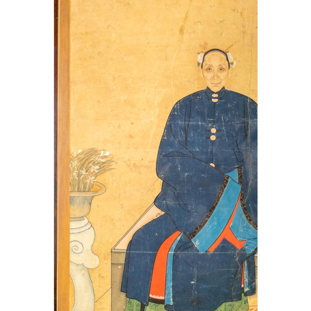 19th Century Large Chinese Ancestor Portrait Painting on Paper For Sale In New York - Image 6 of 14