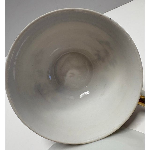 Burgundy Vintage Taiei Japan Teacup & Saucer | Bird Floral Porcelain Tea Cup | Burgundy Gold Scroll Trim | Hidden Lithophane Portrait Effect For Sale - Image 8 of 8