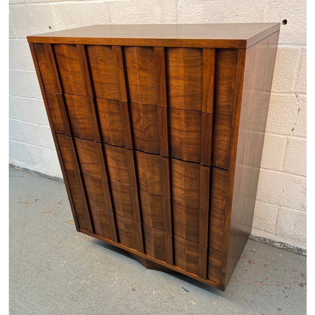 Mid-Century Modern Mid-Century Brutalist Walnut Highboy Dresser by Lane For Sale - Image 3 of 15