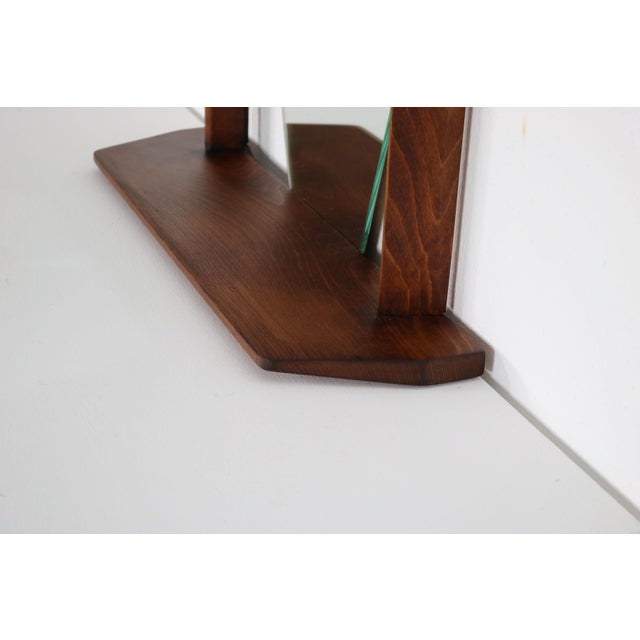 Hexagonal Wall Mirror with Frame and Integrated Shelf in Teak, Italy, 1960s For Sale - Image 10 of 13