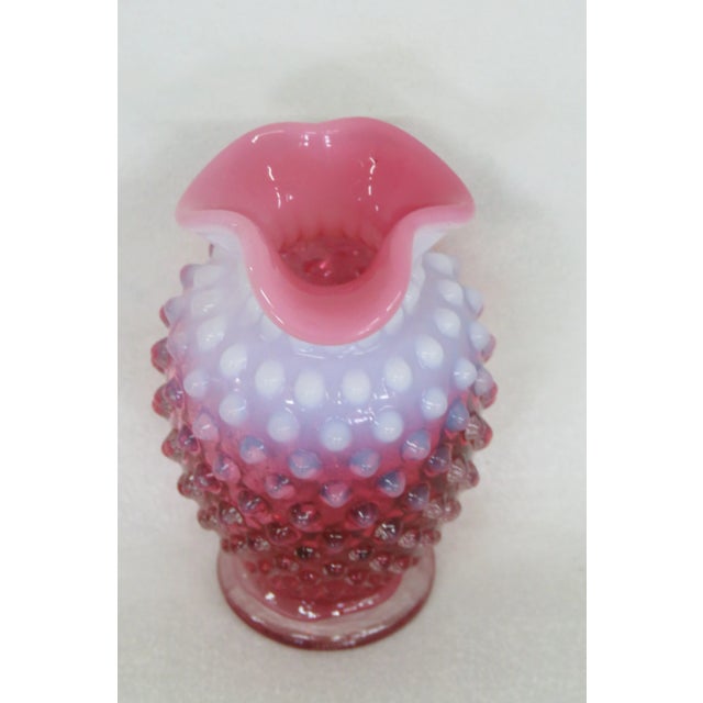 Late 20th Century Fenton Hobnail Style Cranberry Opalescent Ruffled Rim Bud Vase For Sale - Image 5 of 10