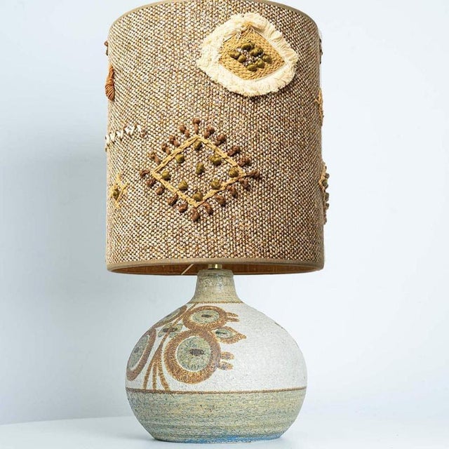 Beautiful ceramic table lamp by noomi backhausen for soholm, model erika. Denmark 1960s. Combined with a custom made...