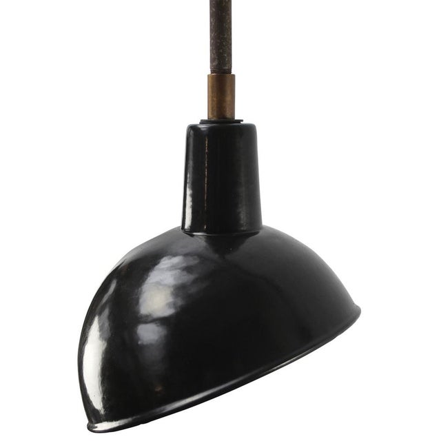 Vintage Industrial French Black Enamel Wall Light For Sale - Image 4 of 6