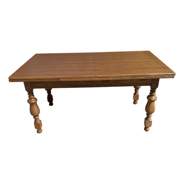 Vintage English Draw Leaf Dining Table For Sale