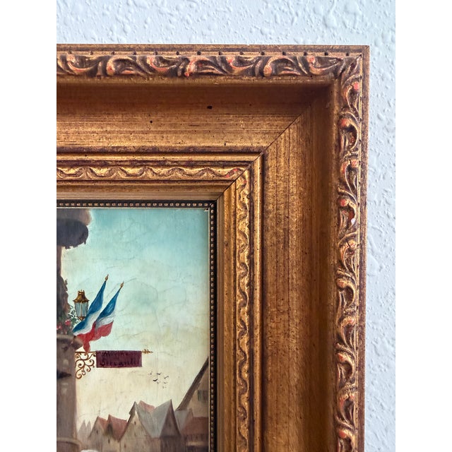 French Antique 19th Century French Oil Painting Genre Scene Figures Village Tavern Art For Sale - Image 3 of 13