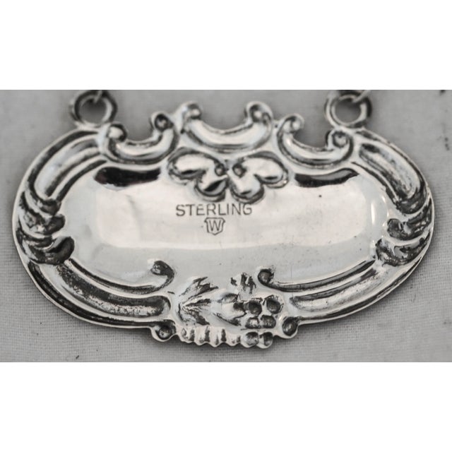 Wallace Silversmiths 1930s Sterling “Brandy” Liquor Label For Sale - Image 4 of 5