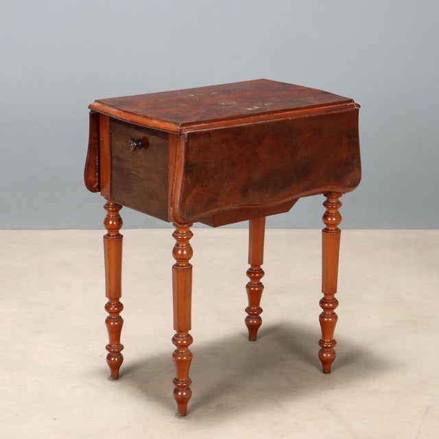 Antique Worktable in Mahogany Veneer, Italy, 19th Century For Sale - Image 12 of 12