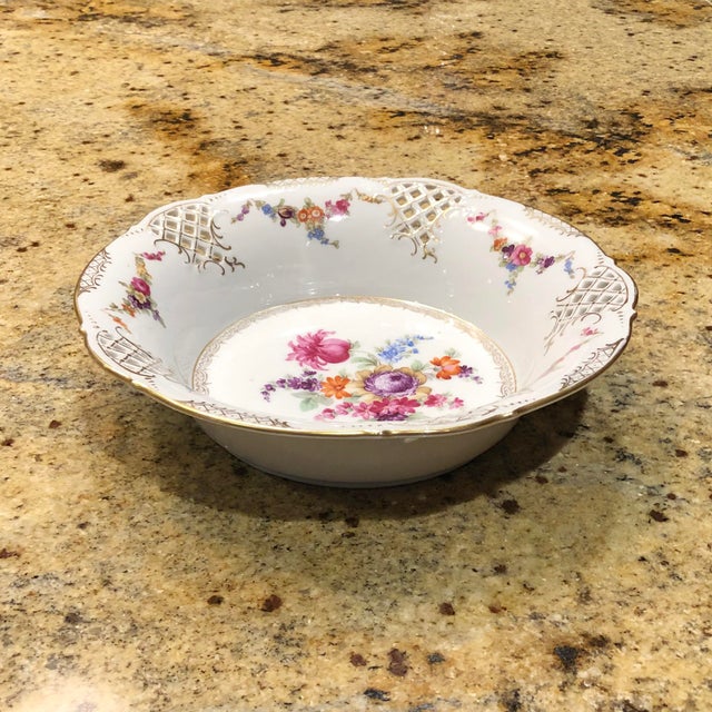 Traditional Schumann Dresden Bavaria Reticulated Bowl For Sale - Image 3 of 7