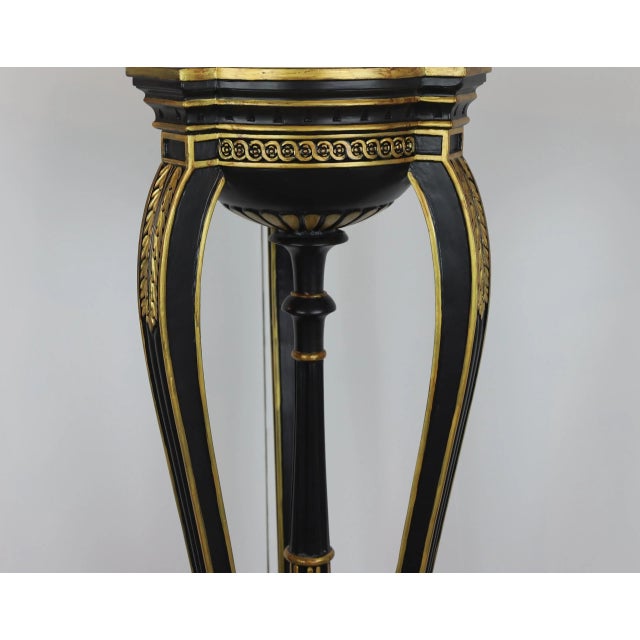 Wood A Pair English Engraved Gilt Wood Top Round Flower Pot Stand Table For Sale - Image 7 of 10