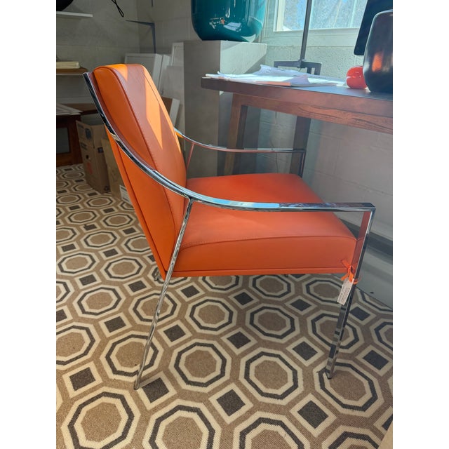 Holly Hunt Holly Hunt Aileron Chair in Chrome and Orange Leather For Sale - Image 4 of 7