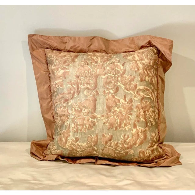 Luxury Large Damask Bronze Tone Pillow With Feather Insert For Sale - Image 4 of 6