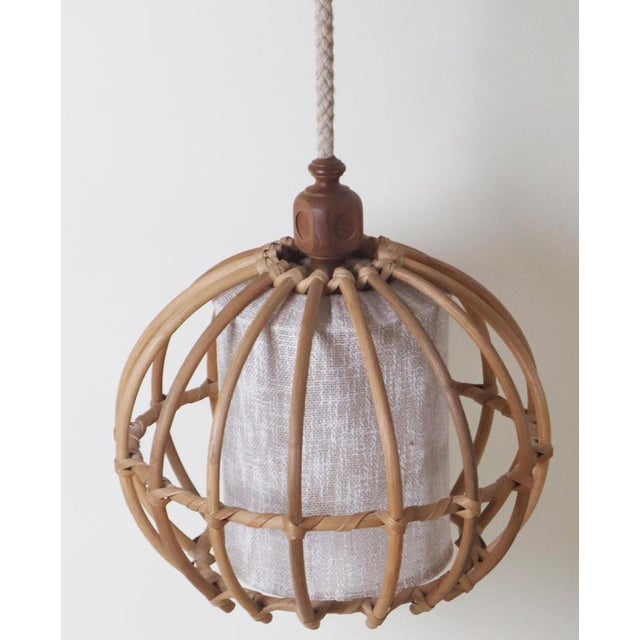 Brown Large Bamboo Globe Pendant Lamp, Italy, 1970s For Sale - Image 8 of 14