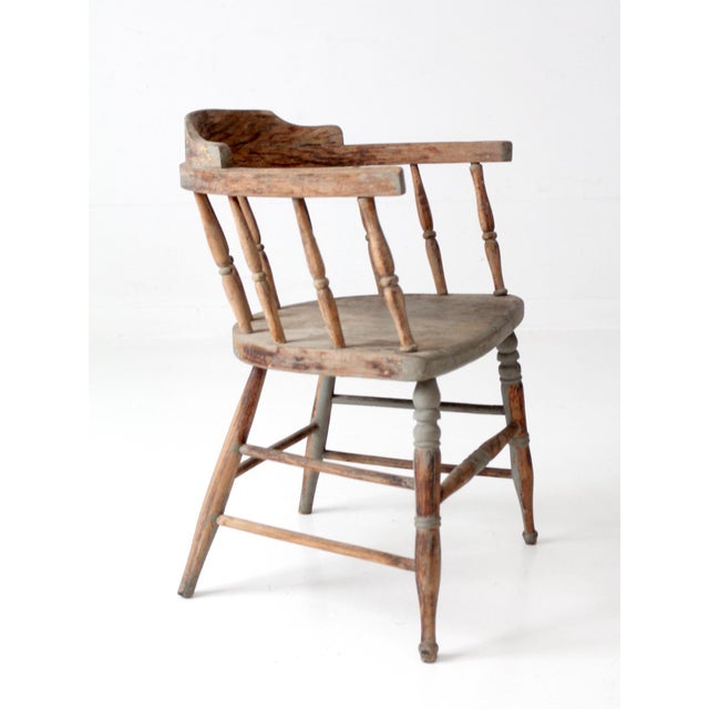 Antique Painted Captain's Chair For Sale - Image 13 of 15