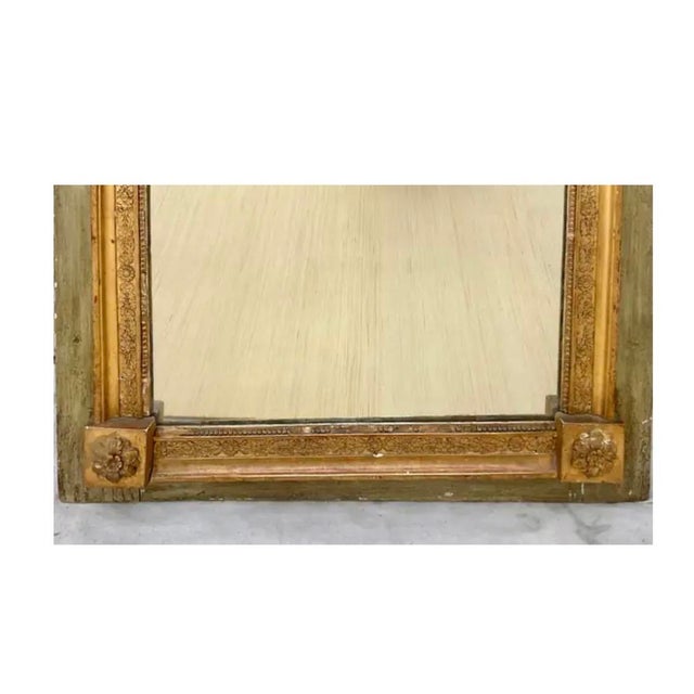 Green 18th Century Antique French Trumeau Mirror in Gilt Wood, Neoclassical For Sale - Image 8 of 12