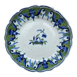 19th Century French Rustic Faience Plate Desvres For Sale