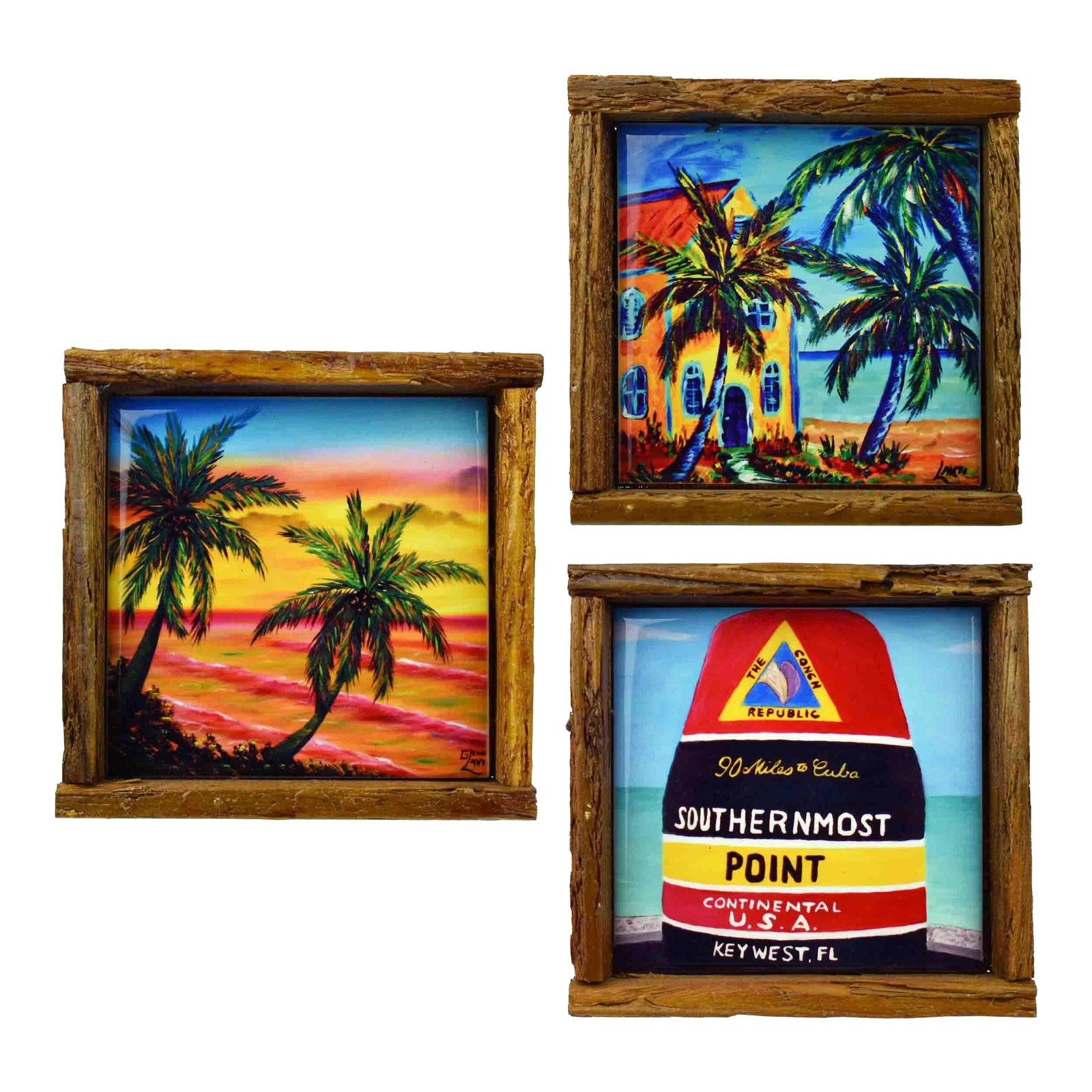 Hand Painted Tropical Rustic Coastal Southernmost Point Tile With ...