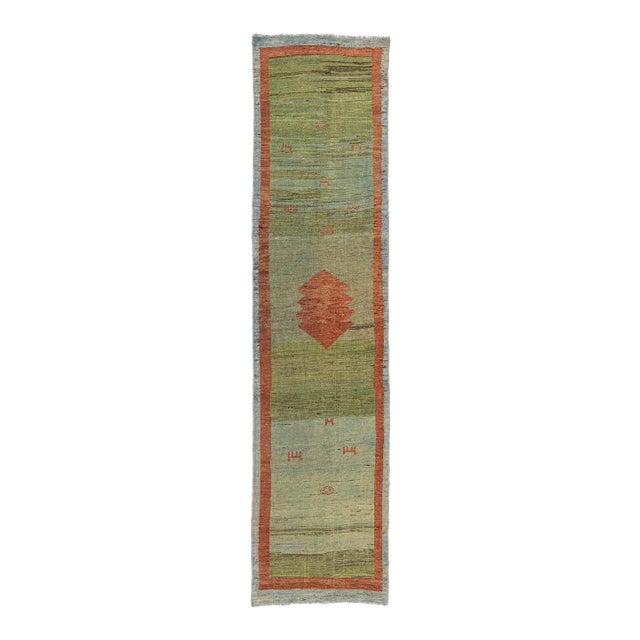 Handmade Persian Gabbeh Runner - 100% Natural Wool Plush Pile - Tribal Design For Sale