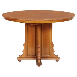Round Italian Extendable Walnut & Veneer Table For Sale
