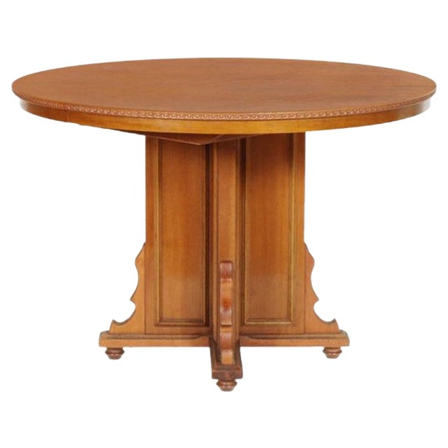 Round Italian Extendable Walnut & Veneer Table For Sale