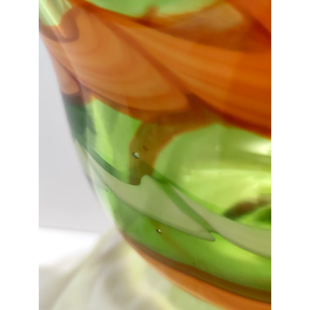 Vintage Italian Green and Orange Murano Glass Vase from Fratelli Toso, 1980s For Sale - Image 9 of 13