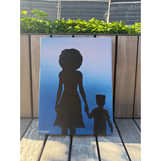 2020s His First Heartbeat, Miniature Silhouette Painting, Acrylic on Canvas, Emmanuel Akolo, 2026 For Sale - Image 5 of 5