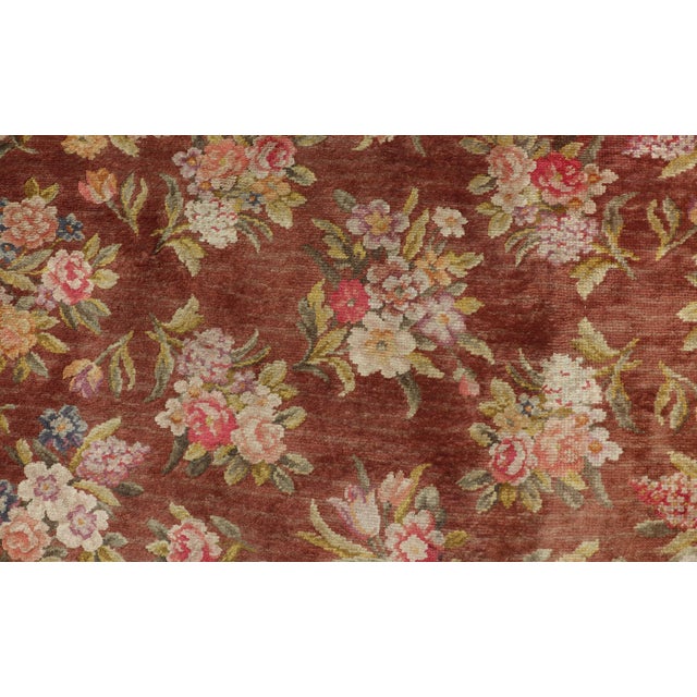 Antique Hand Knotted European Savonnerie Rug in Wool With Floral Design For Sale - Image 9 of 12