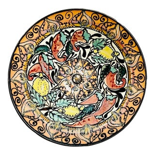 Richie Pottery 2002 Hand Painted Large Bowl with Original Sticker For Sale