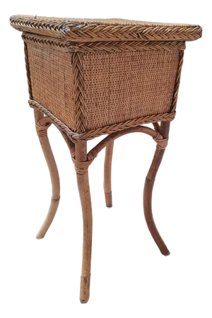Wicker Rattan Side Table Plant Stand