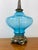 Vintage 1970s Tall Aqua Blue Glass & Brass Hollywood Regency Lamp & Shade For Sale - Image 9 of 9