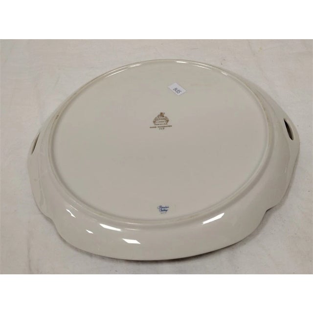 Mid-Century Modern 1940s Pickard China Shape 722 Gold Encrusted Rose Daisy Tray Platter with Two Handles For Sale - Image 3 of 3