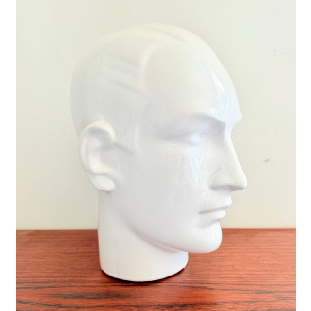 Ceramic Vintage Display Head in Glazed Porcelain, 1970s For Sale - Image 7 of 7