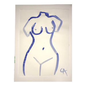 Contemporary Drawing by CL Auker, Line Nude in Gouache 2